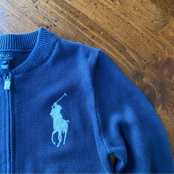 Polo Ralph Lauren Other - Polo by Ralph Lauren - Big Polo Zip Cardigan Blue Sweater - size xL 18-20